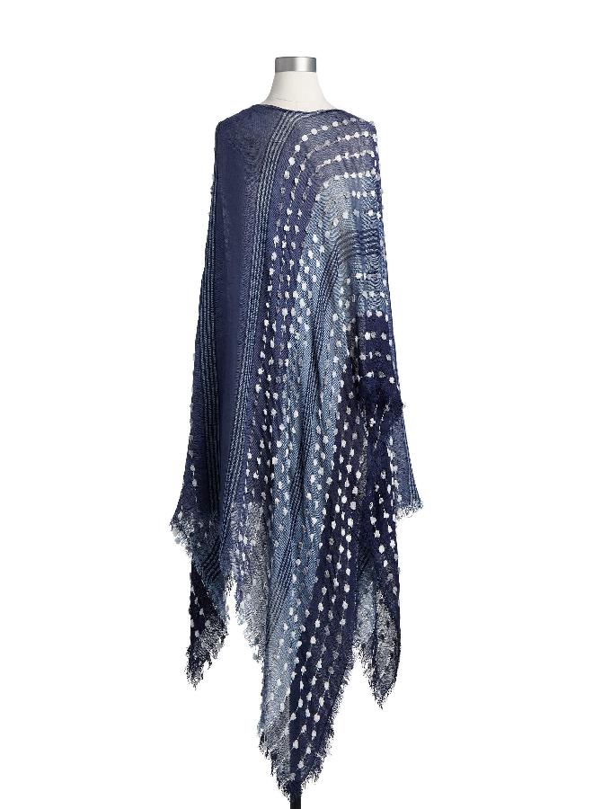 DEMDACO Textured Navy Blue One Size Fits Most Polyester Fabric Pashmina Shawl Poncho - Image 1