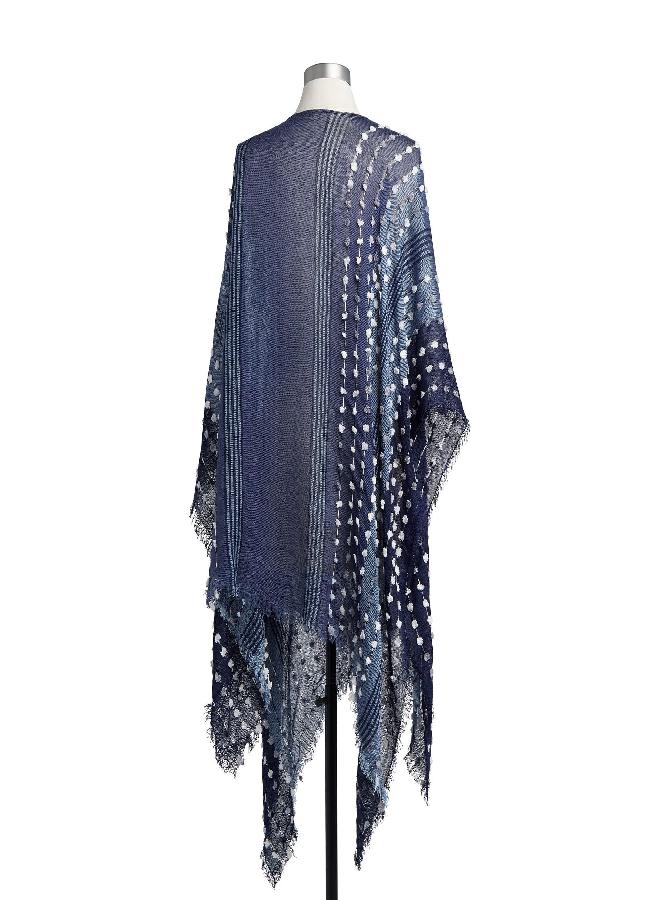 DEMDACO Textured Navy Blue One Size Fits Most Polyester Fabric Pashmina Shawl Poncho - Image 2