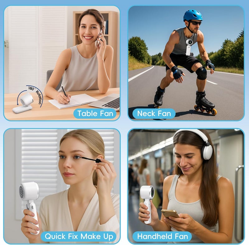 Morelax Personal Handheld Fan,High-Speed Turbo Fans,5-Speed with LED Display,Powerful Motor,4000mAh,USB Rechargeable Portable Cooling Fan for Outdoor Activities,Travel,Working,White - Image 3