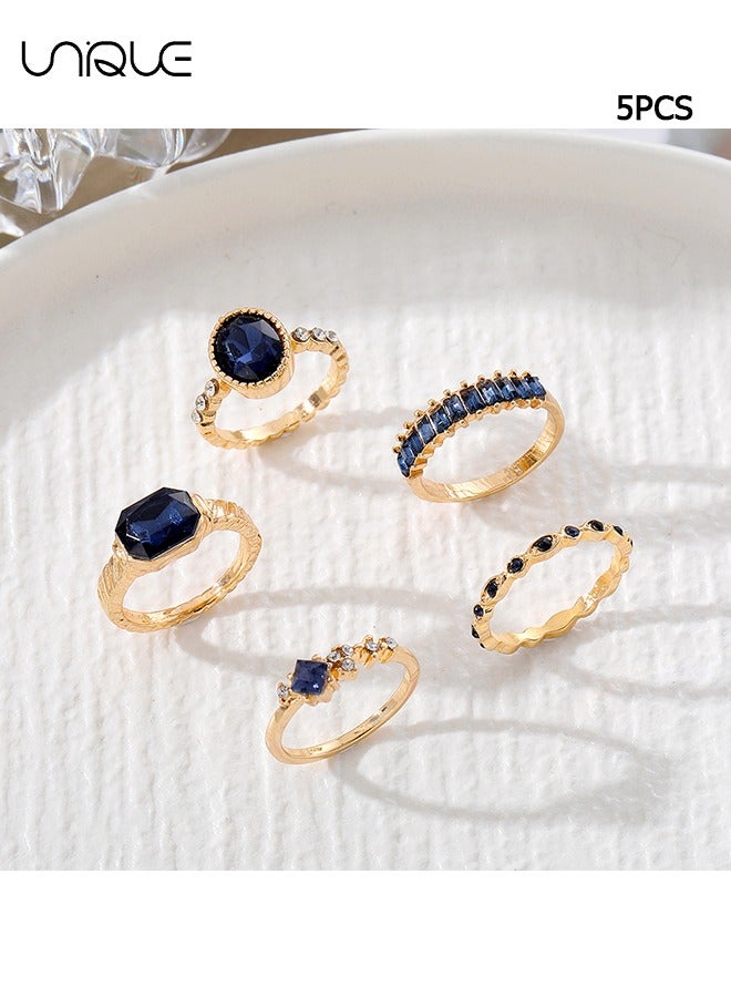 Unique Ring Set - Crystal Ring - Vintage Diamond Rings  - Oval Rings - Women's Girls Jewelry - Image 1