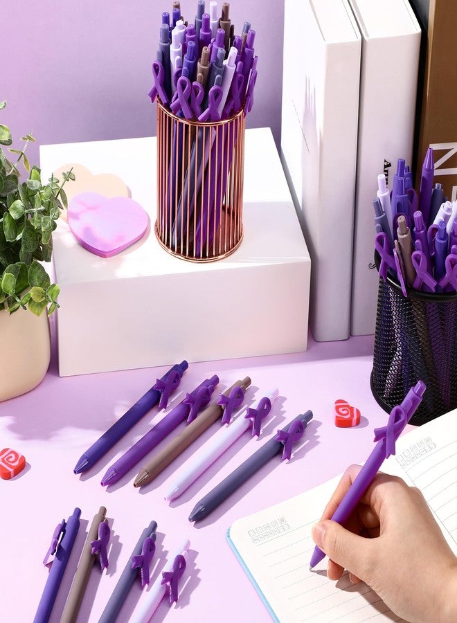 TecUnite 50 Pcs Purple Ribbon Awareness Pens Bulk Domestic Violence Awareness Ballpoint Pens Pancreatic Cancer Alzheimer's Animal Abuse Crohn's Disease Lupus Epilepsy Items for Charity Public Event - Image 3