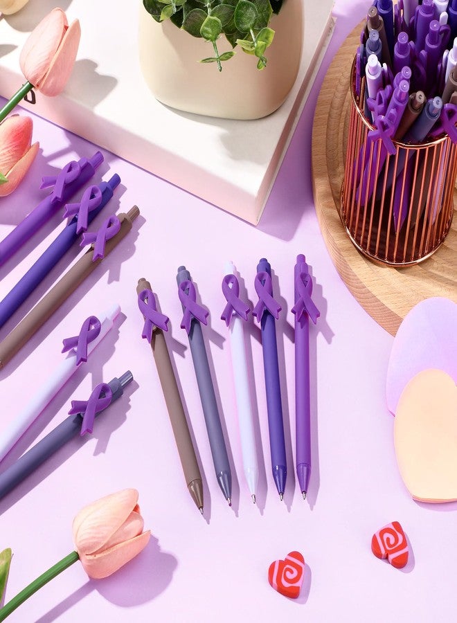 TecUnite 50 Pcs Purple Ribbon Awareness Pens Bulk Domestic Violence Awareness Ballpoint Pens Pancreatic Cancer Alzheimer's Animal Abuse Crohn's Disease Lupus Epilepsy Items for Charity Public Event - Image 4