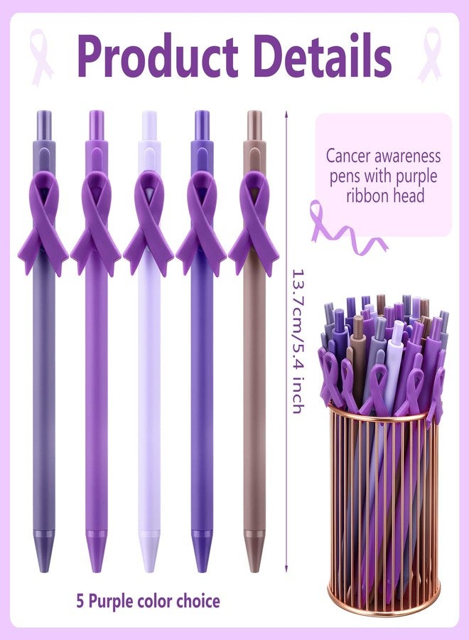 TecUnite 50 Pcs Purple Ribbon Awareness Pens Bulk Domestic Violence Awareness Ballpoint Pens Pancreatic Cancer Alzheimer's Animal Abuse Crohn's Disease Lupus Epilepsy Items for Charity Public Event - Image 2