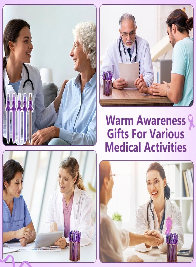 TecUnite 50 Pcs Purple Ribbon Awareness Pens Bulk Domestic Violence Awareness Ballpoint Pens Pancreatic Cancer Alzheimer's Animal Abuse Crohn's Disease Lupus Epilepsy Items for Charity Public Event - Image 5