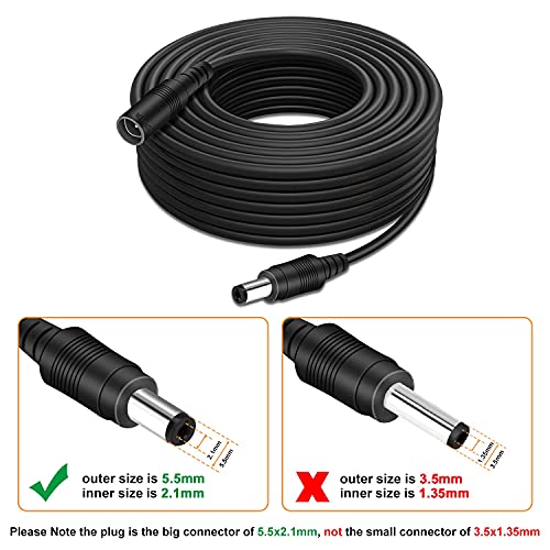 WILDHD DC Power Extension Cable 33ft, 2.1mm x 5.5mm Plug Compatible with 12V DC Adapter Cord for CCTV Security Camera, IP Camera, Standalone DVR (33ft Black) - Image 2