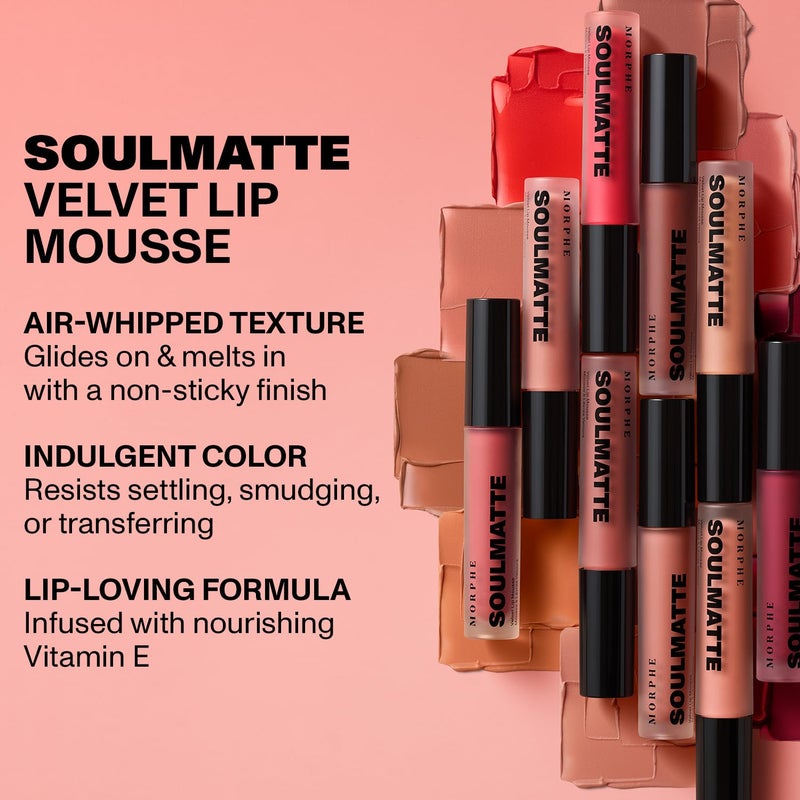 Morphe Soulmatte Velvet Lip Mousse - Air-Whipped Matte Lipstick for Women with Vitamin E to Hydrate, Soften & Smooth - Provides Long Lasting & Velvety Formula - Whipped (0.13 Fl Oz) - Image 3