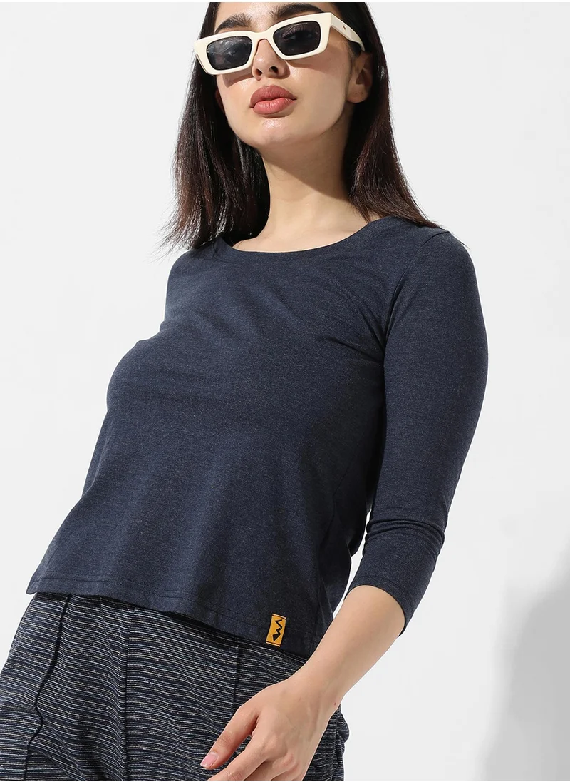 Campus Sutra Women's Solid Navy Blue Top