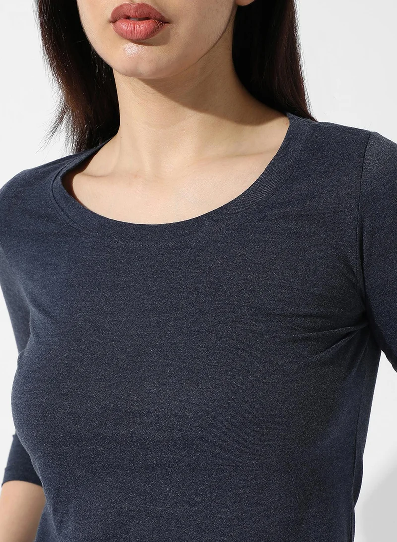 كامبوس سوترا Women's Solid Navy Blue Top