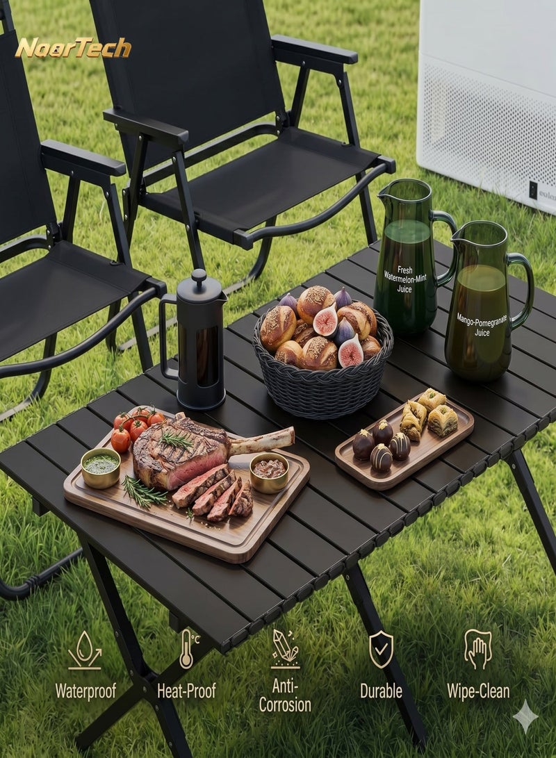 NoorTech Folding Camping Table Portable Folding Table Lightweight steel Roll Up Table Portable Picnic Table with Easy Carrying Bag for Outdoor Beach Picnic Backyards BBQ and Party 120cmx 60cm x 45cm - Image 2
