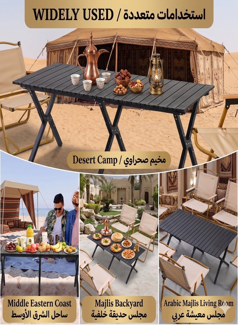 NoorTech Folding Camping Table Portable Folding Table Lightweight steel Roll Up Table Portable Picnic Table with Easy Carrying Bag for Outdoor Beach Picnic Backyards BBQ and Party 120cmx 60cm x 45cm - Image 3