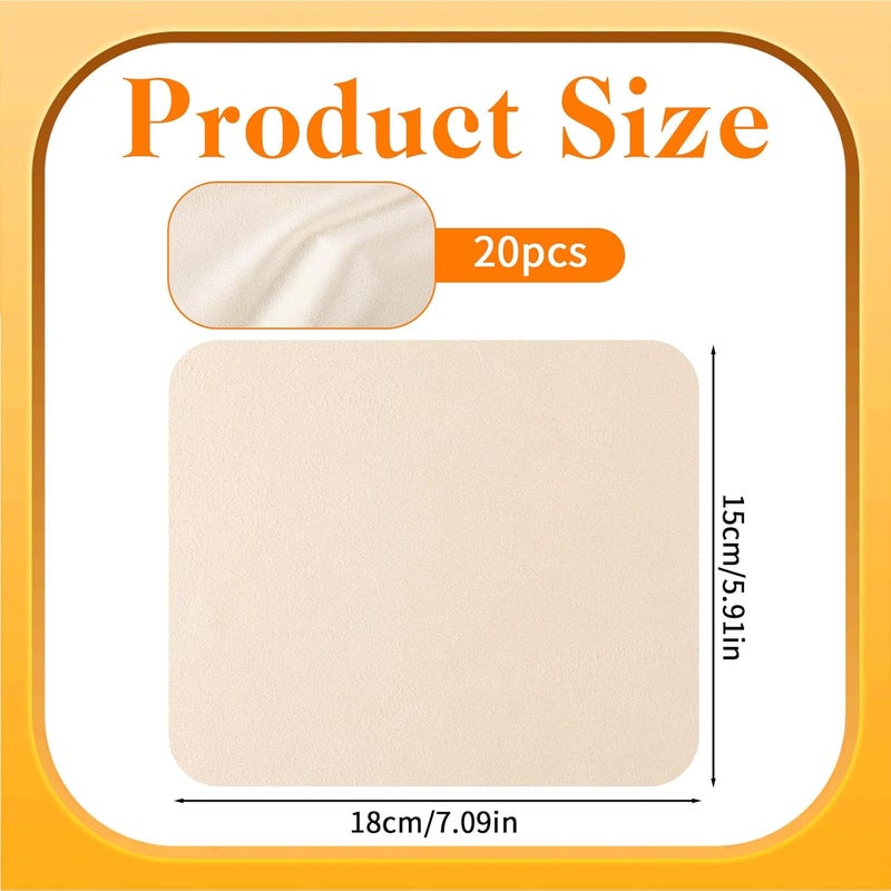 Skrfren 20 Pieces Chamois Cloth, 7x6 Inch Soft Pre-Cut Artist Chamois Leather Clay Trimming Pottery Tool for Pottery, Glasses, Jewelry, Musical Instruments, Camera and Car Cleaning Beige - Image 2