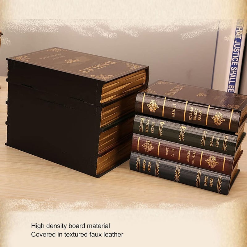 Decorative Vintage Book Shaped Trinket Storage Box, Torage Function Density Board Decorative Book Notebook Model for Room Bedroom Library Decor (Small) - Image 5