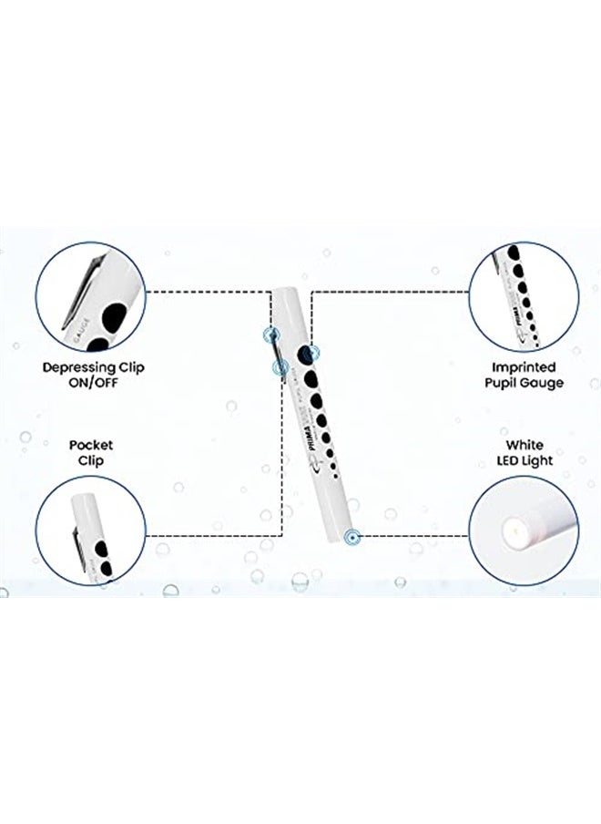 PRIMACARE - DL-9223 Pack of 6 Disposable Diagnostic Penlight with Imprinted Pupil Gauge, Lightweight and Moulded Plastic Body Medical Pen Light for Nurse, Student, Doctors EMT, White - Image 1
