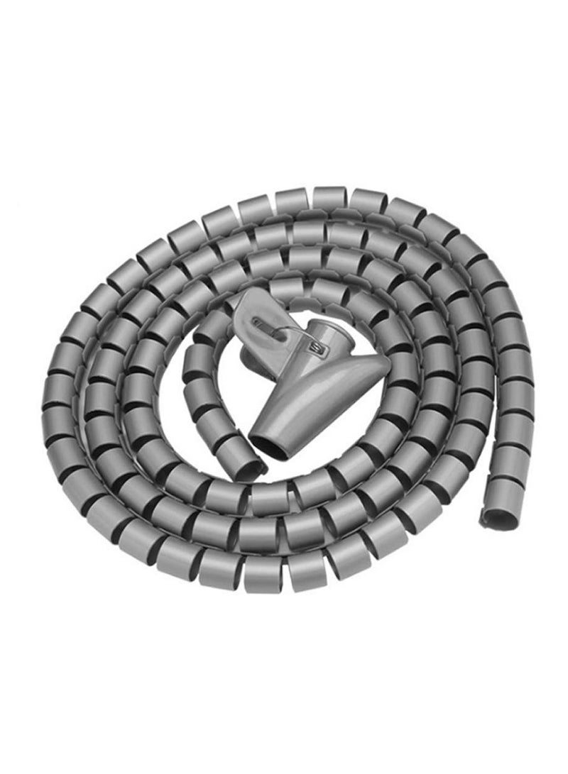 SYOSI 5M Spiral Wrap Cable Tube Cutable Flexible Cable Tidy Tube Cord Protector Cable Organizer for TV PC Wire Manage and Organize (22mm, Grey) - Image 1