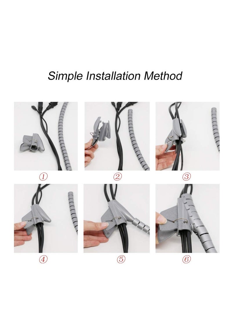 SYOSI 5M Spiral Wrap Cable Tube Cutable Flexible Cable Tidy Tube Cord Protector Cable Organizer for TV PC Wire Manage and Organize (22mm, Grey) - Image 5