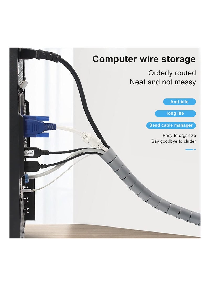 SYOSI 5M Spiral Wrap Cable Tube Cutable Flexible Cable Tidy Tube Cord Protector Cable Organizer for TV PC Wire Manage and Organize (22mm, Grey) - Image 3