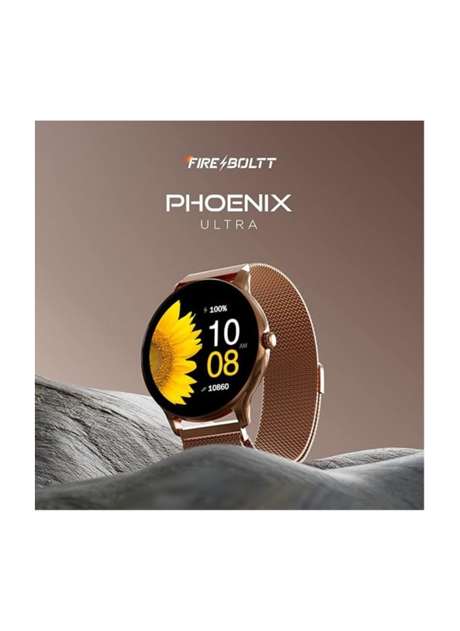 Fire-Boltt - Fire-Boltt Phoenix Ultra Luxury Stainless Steel, Bluetooth Calling Smart Watch, AI Voice Assistant, Metal Body with 120+ Sports Modes, SpO2, Heart Rate Monitoring (Gold) - Image 1