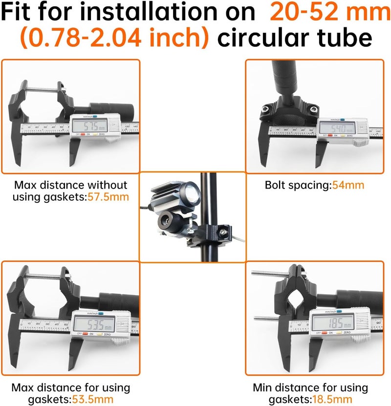 Windance حامل ضوء متعدد الوظائف Windance للدراجات النارية، السكوترات، ATVs، UTVs - قابل للتعديل 25MM-52MM - Image 3