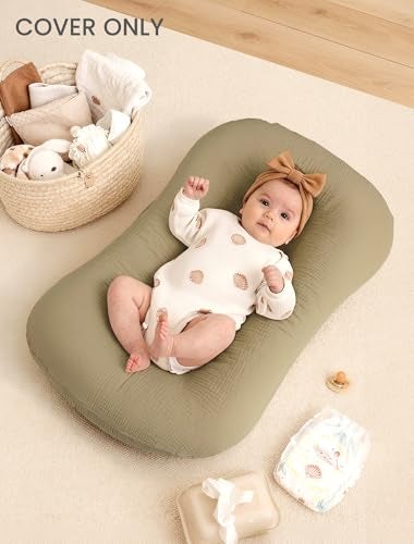 Termichy Baby Lounger Cover Muslin Soft Cotton Slipcover for Snuggle Me Lounger Removable Machine Washable for Daily Use ZipperFree SkinFriendly for Newborn Girls and Boys - Image 3