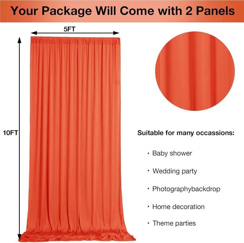 NSSONBEN 10ftx10ft Wrinkle Free Orange Backdrop Curtains for Parties, Silky Polyester Photo Backdrop Drapes 2 Panels 5x10ft Back Drop Cloth for Wedding Birthday Baby Shower Photography Background - Image 5