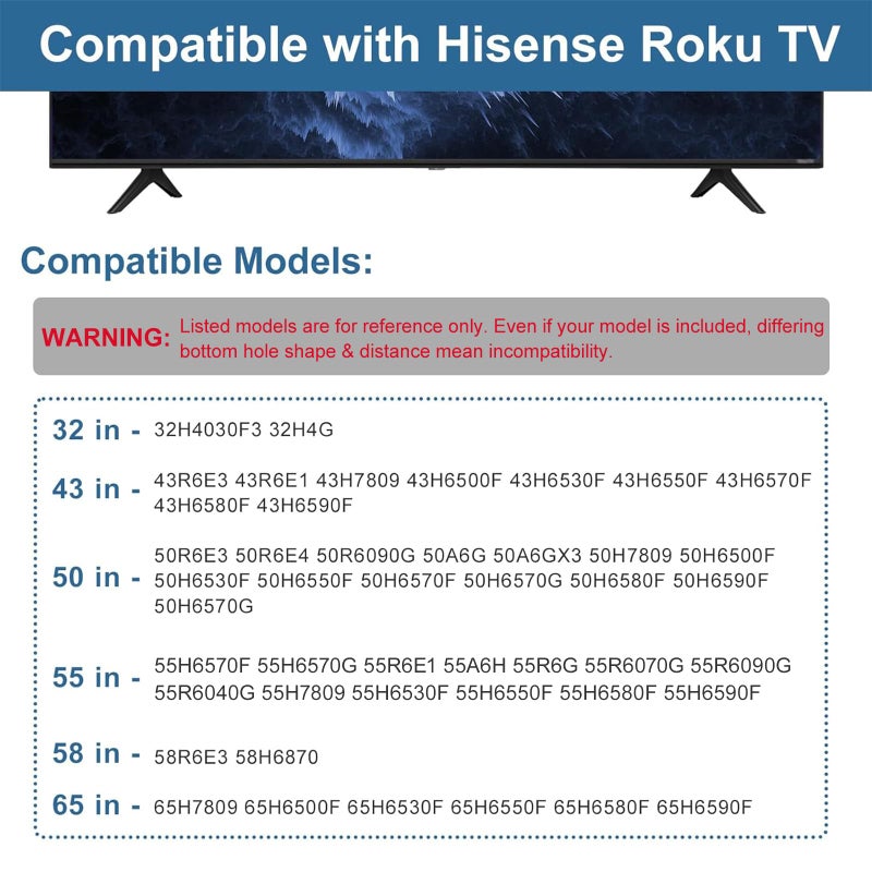 Dinghosen Base Stand for Hisense TV Legs, for Hisense TVs (Compatible with Select Models) - Must Check TV Bottom Holes Shape & Distance, Ensure Correct Application, with Screws - Image 3