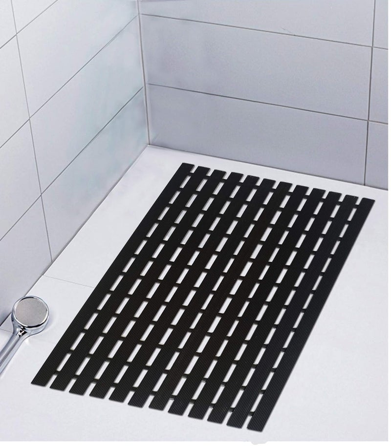 F fabsouk Shower Mat Non Slip for Bathroom, Anti Skid Bathtub Mat with Plastic Stripped Design & Rubber Base, Size 46 x 61 cm, Durable Quick Drying Mat for Shower, Bathing Area, Pool & Wet Areas - Image 1