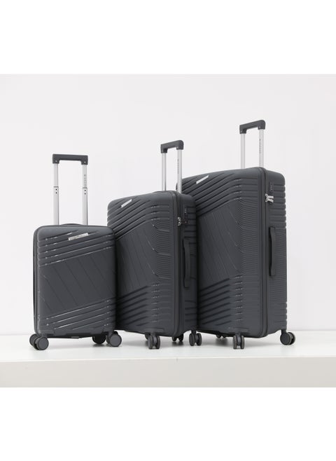 Unbreakable Hardshell PP Luggage Set with 8 Wheels Thick Shell Multi Layer PP 3 Pieces Set, 20, 24, 28 Inch (Grey)