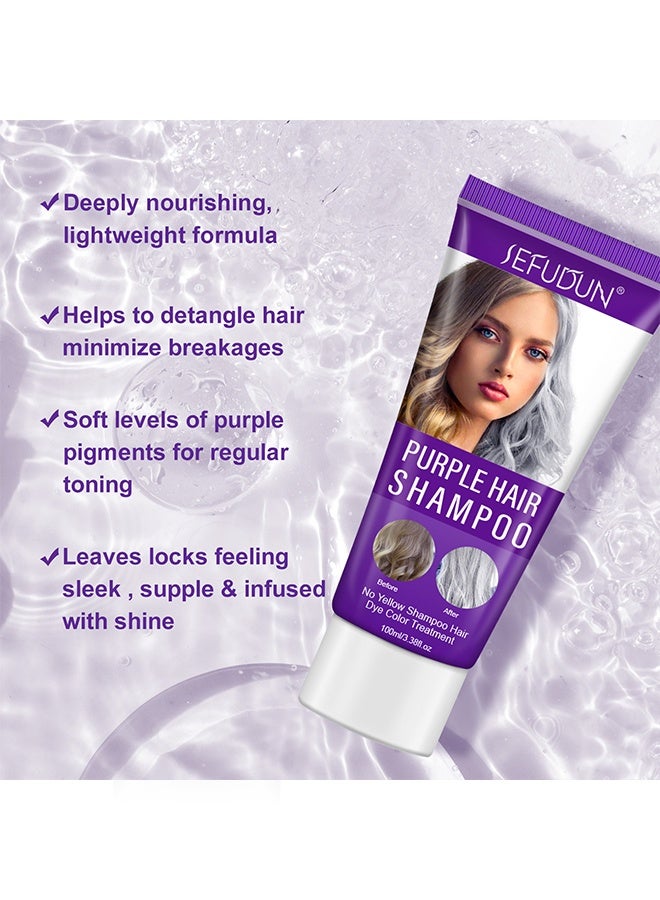 Sefudun Purple Hair Shampoo, for Blonde Hair Colored Hair Silver Gray Hair Sulfate-Free, Citric Acid & Vegetable Proteins Hair Shampoo with Advanced Purple Pigment Tone Brassy Hair Moisturized No Harsh Salts. - Image 5