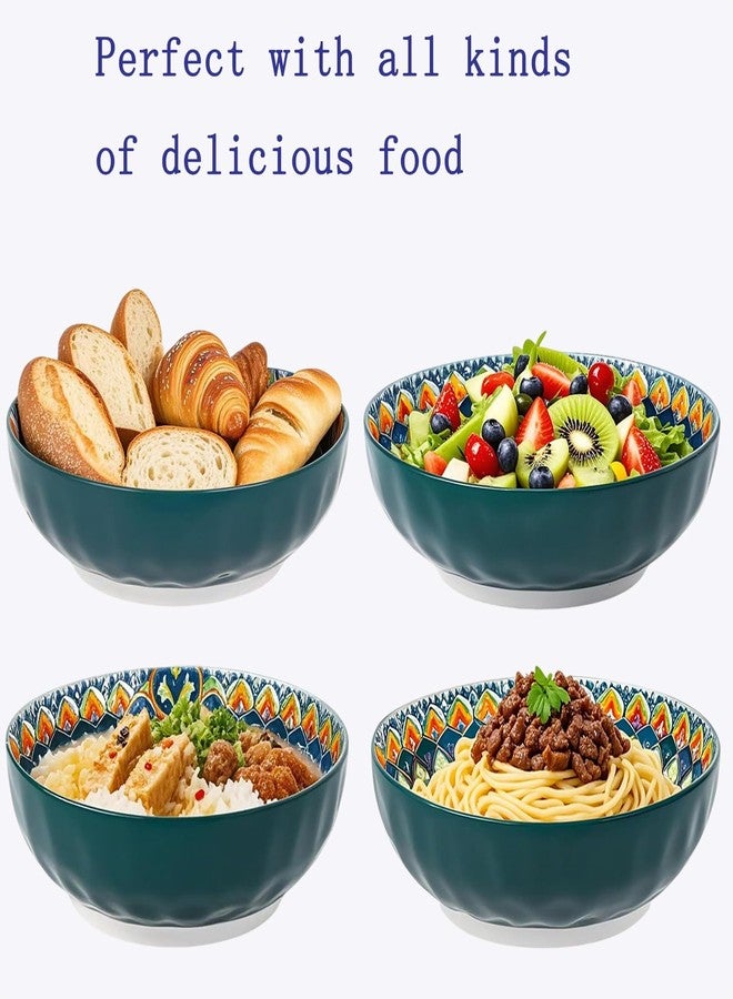 OZY Large Serving Bowls,10 inch Ceramic Salad Bowls,Ideal Housewarming Gift,Vibrant Color Soup Bowls for Party,Pasta,Fruit,Dishwasher & Microwave Safe Soup Bowls (Green) - Image 5