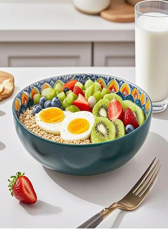 OZY Large Serving Bowls,10 inch Ceramic Salad Bowls,Ideal Housewarming Gift,Vibrant Color Soup Bowls for Party,Pasta,Fruit,Dishwasher & Microwave Safe Soup Bowls (Green) - Image 4