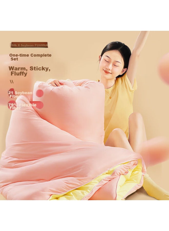 Fuanna Silk And Soybean Quilt, Ultra-soft Knitted Winter Comforter, Double-size Thick Winter Quilt, Approximately 7.2 Jin, 230*229cm - Image 3