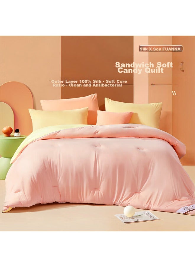 Fuanna Silk And Soybean Quilt, Ultra-soft Knitted Winter Comforter, Double-size Thick Winter Quilt, Approximately 7.2 Jin, 230*229cm - Image 1