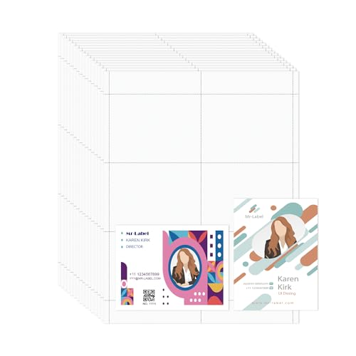 Mr-Label 150 Name Badge Inserts, 230GSM Heavyweight Insert Badge Refill, 3 x 4 inch, Two-Sides Printable Card Stock, Micro-Perforated, White, Compatible with Inkjet/Laser Printer - Image 1