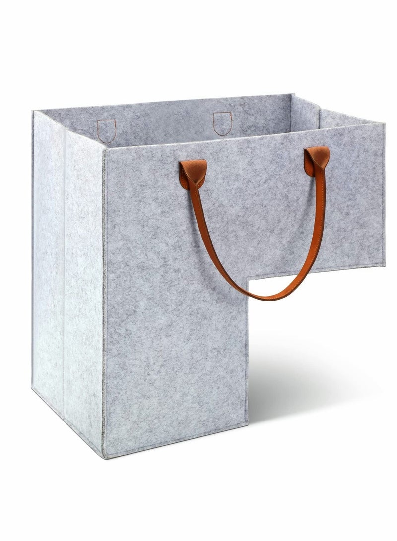 Stair Basket with Leather Handles, for Carpeted and Wooden Stairs, Stair Storage Organizer for Home and Office Decor - Image 1