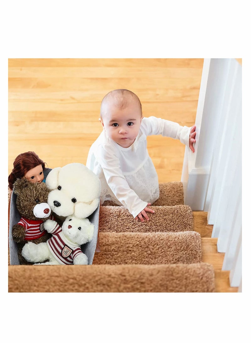 Stair Basket with Leather Handles, for Carpeted and Wooden Stairs, Stair Storage Organizer for Home and Office Decor - Image 4