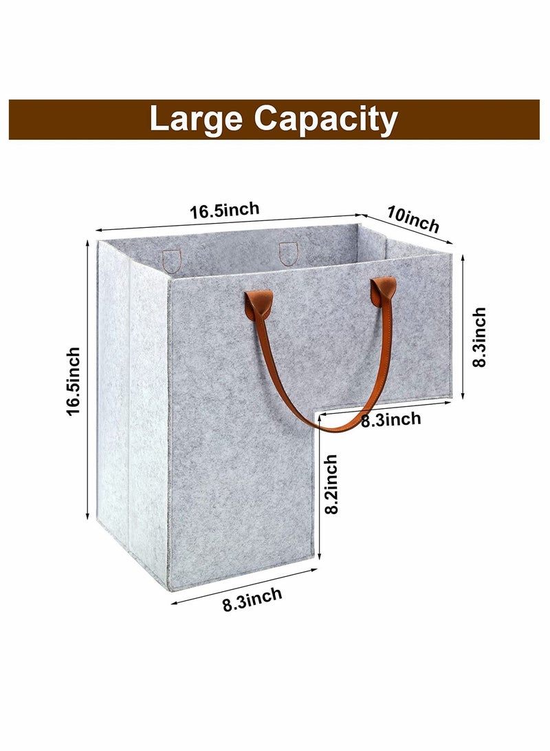 Stair Basket with Leather Handles, for Carpeted and Wooden Stairs, Stair Storage Organizer for Home and Office Decor - Image 2