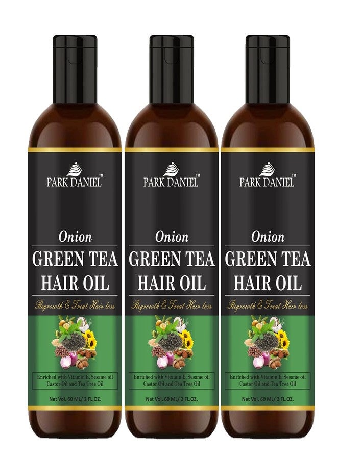 Park Daniel Premium Onion Green Tea Hair Oil Enriched With Vitamin E - For Hair Fall Control Combo Pack 3 Bottle of 60 ml(180 ml) - Image 2