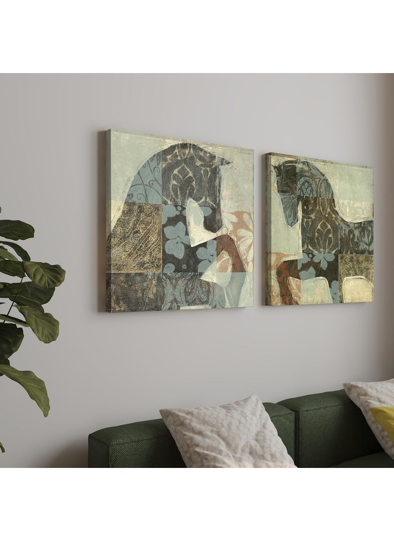 Art Street - Art Street Stretched Modern Canvas Painting, Patterned Horse Wildlife Artwork for Wall Art, Living Room, Home, Bedroom, Office Decoration (Set of 2, 12x12 Inch) - Image 1
