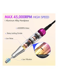ASIV Electric Nail Drill 45000RPM High Speed Professional Portable Nail File Kit for Acrylic Gel Nails Manicure Pedicure Polishing Cuticle and Home Salon Use  - Image 2