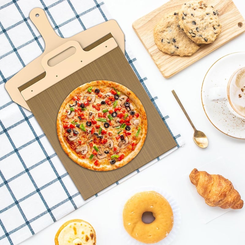 HAPPY BORN Sliding Magic Pizza Peel Slider Transfer Pizza Paddle with Handle Sliding Pizza Shovel Slide Easy Sliding Pizza Board Pack of 1 - Image 2