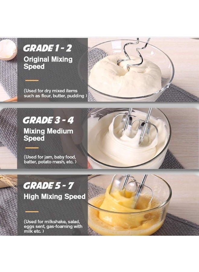 ECVV High-Power 200W Hand Mixer 7 Speed Control with Stainless Steel & Kneading Tool, Perfect for Baking & Cooking - Lightweight, Durable - Image 5