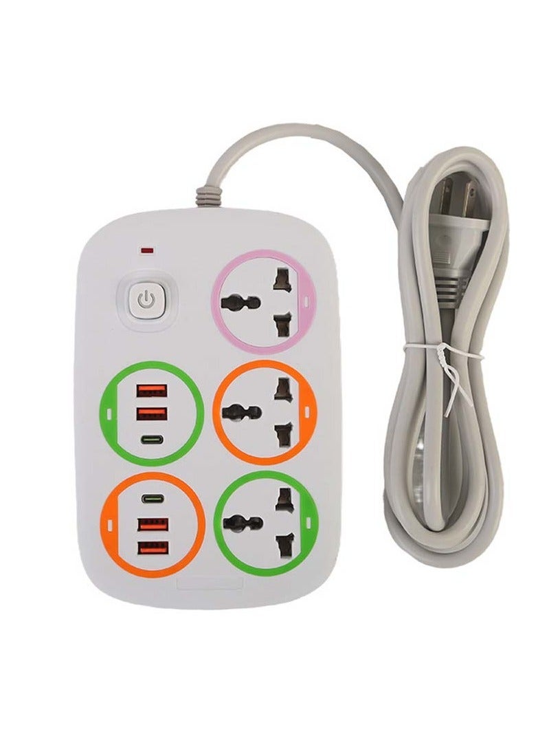 British Standard Power Strip – 4 USB + 2 Type-C Ports, 2500W, Color-Changing LED Ring, Total Power Control, Black  - Image 4