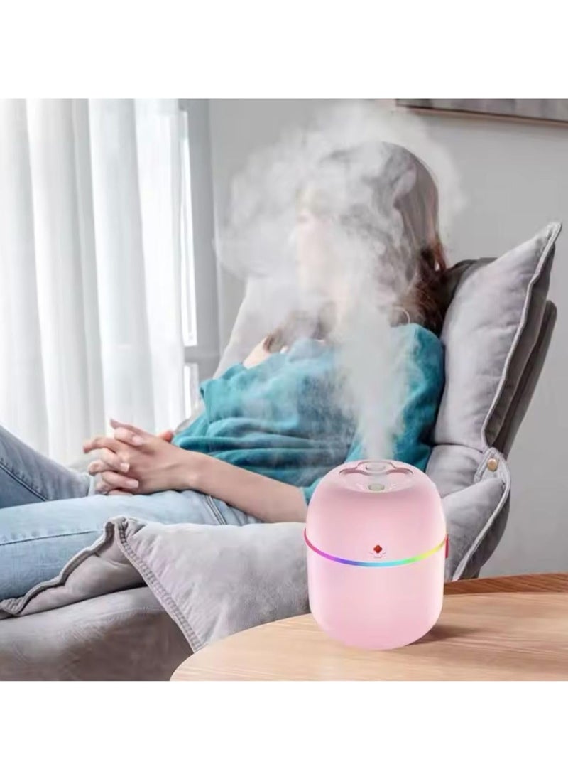 كيوشوب - مرطب هواء صغير محمول وموزع زيوت عطرية مع ضوء ليلي من كيوشوب®️، مثالي للمنزل والمكتب والسيارة وتنقية النباتات، 260 مل مع إضاءة ليلية ليد بريميوم - Image 1