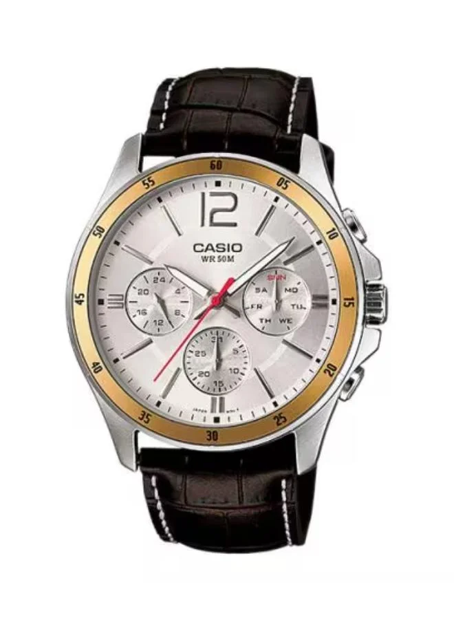 CASIO Men's Analog Display Watch With Brown Leather Strap - MTP-1374L-7AVDF