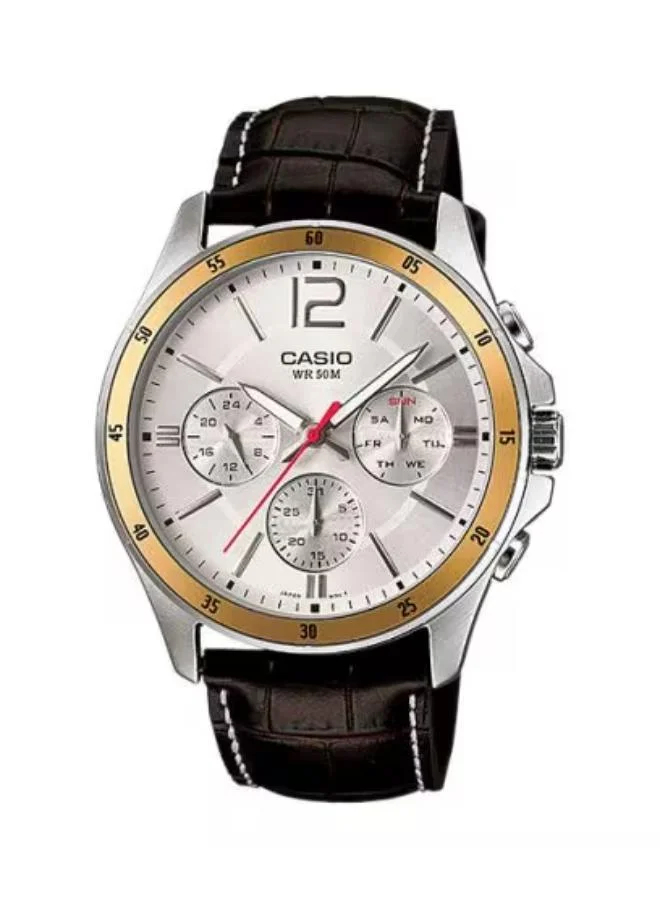 CASIO Men's Leather Analog Watch MTP-1374L-7AVDF - 43.5 mm