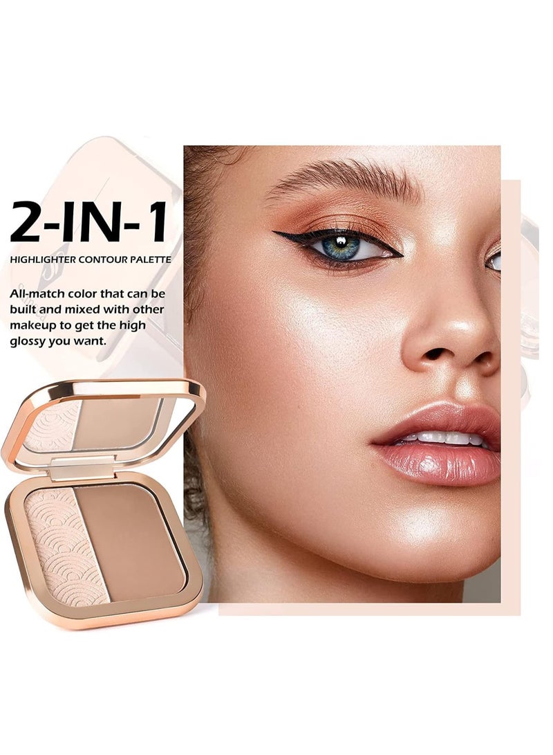 KASTWAVE Highlighter Contour Palette Bronzer HighlighterMatte Contour Pressed Powder Face Contouring Palette Lasting Shimmer Glow Kit - Image 2