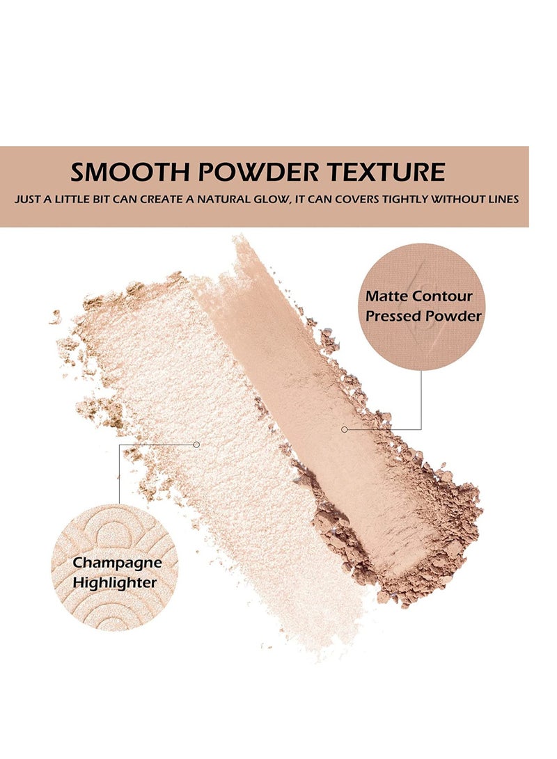 KASTWAVE Highlighter Contour Palette Bronzer HighlighterMatte Contour Pressed Powder Face Contouring Palette Lasting Shimmer Glow Kit - Image 4