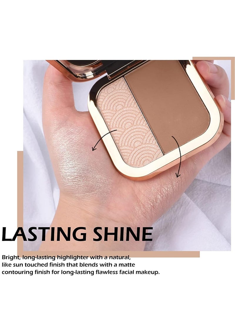 KASTWAVE Highlighter Contour Palette Bronzer HighlighterMatte Contour Pressed Powder Face Contouring Palette Lasting Shimmer Glow Kit - Image 5