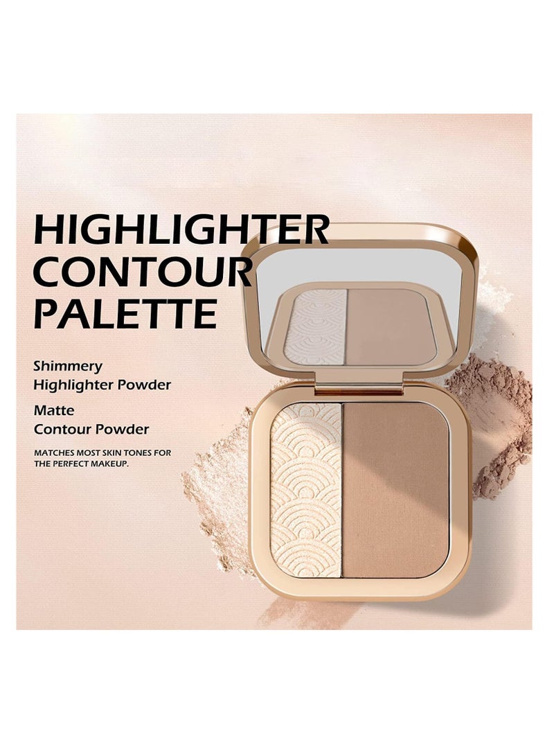 KASTWAVE Highlighter Contour Palette Bronzer HighlighterMatte Contour Pressed Powder Face Contouring Palette Lasting Shimmer Glow Kit - Image 3