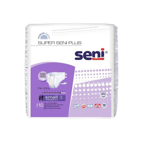 SENI Super Seni Plus Breathable tape style Adult Diapers | Double wetness indicator | Side leakage protection | size small | Waist size 22" - 31" (55 cm - 80 cm) - Image 1